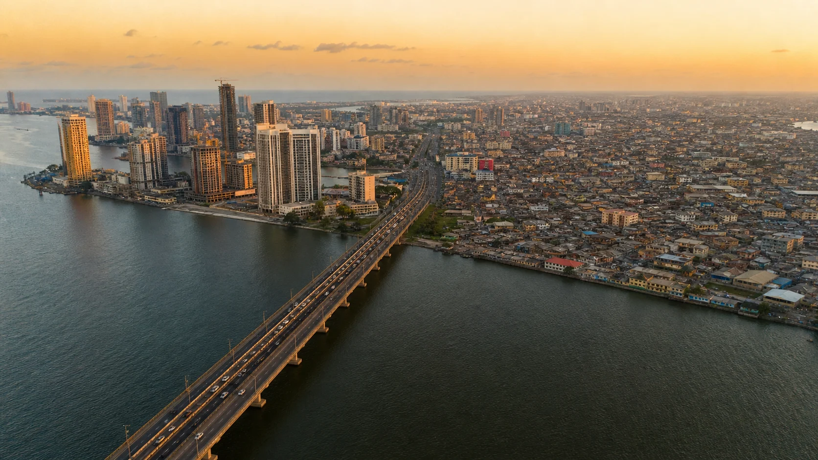 Lagos aerial skyline Island and Mainland